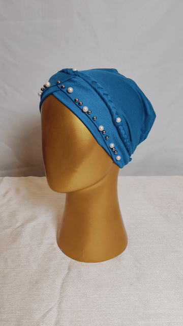 Braided Pearl Cap - Cerulean